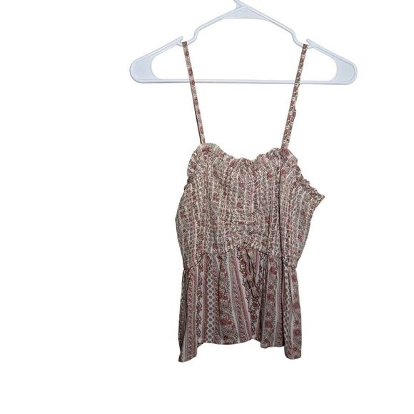 Fun & Flirt Tank Top Women's Large Boho Ruffle Sleeveless Smocked Boho Shirt - Picture 1 of 8